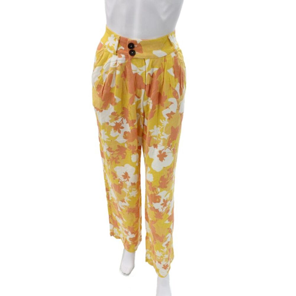 Stillwater Women Paperbag Floral Pants Multicolor Button Inseam 32 Size M